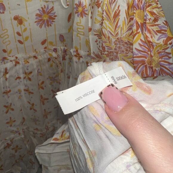 Poupette St. Barth Clara V Mini Dress White/Orange Rivera Medium Synch Waist - Picture 7 of 10